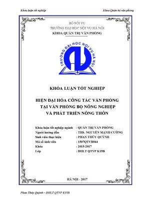 Hiện đại hóa công tác văn phòng tại văn phòng bộ nông nghiệp và phát triển nông thôn