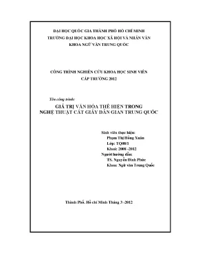 Giá trị văn hóa thể hiện trong nghệ thuật cắt giấy dân gian trung quốc công trình nghiên cứu khoa học sinh viên cấp trường năm 2012