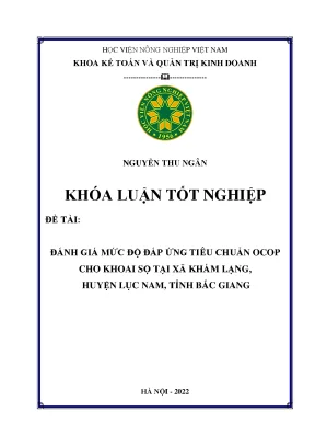 Đánh giá mức độ đáp ứng tiêu chuẩn ocop cho khoai sọ tại xã khám lạng huyện lục nam tỉnh bắc giang