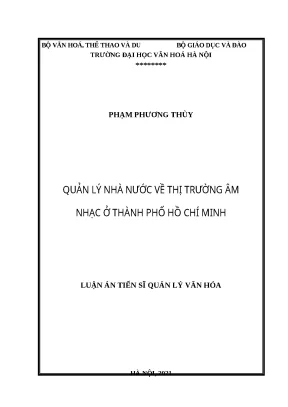 Luận án quản lý nhà nước về thị trường âm nhạc ở thành phố hồ chí minh