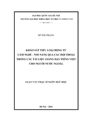 Khảo sát tiểu loại động từ cảm nghĩ nói năng qua các hội thoại trong các tài liệu giảng dạy tiếng việt cho người nuớc ngoài