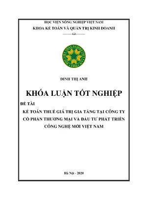 Kế toán thuế giá trị gia tăng tại công ty cổ phần thương mại và đầu tư phát triển công nghệ mới việt nam