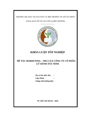 Khóa luận marketing mix của công ty cổ phần lữ hành tây ninh