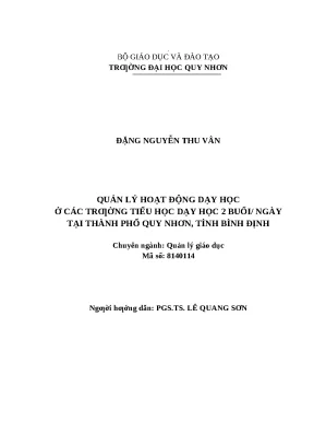 0472 quản lý hoạt động dạy học ở các trường tiểu học dạy học 2 buổingày tại thành phố quy nhơn tỉnh bình định luận văn tốt nghiệp