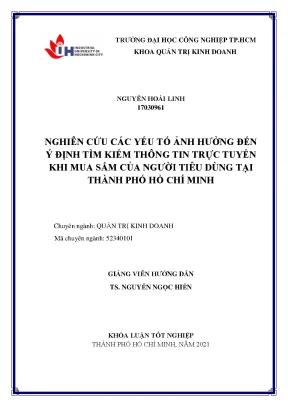 Nghiên cứu các yếu tố ảnh hưởng đến ý định tìm kiếm thông tin trực tuyến khi mua sắm của người tiêu dùng tại thành phố hồ chí minh