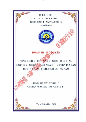 Tình hình đầu tư xây dựng cơ bản bằng nguồn vốn ngân sách nhà nước trên địa bàn huyện thăng bình tỉnh quảng nam
