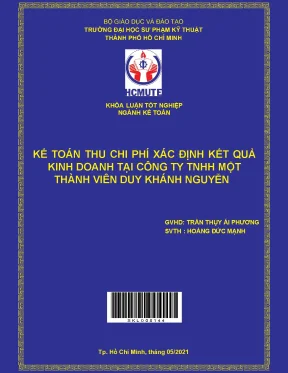 Khóa luận tốt nghiệp kế toán doanh thu chi phí xác định kết quả kinh doanh tại công ty tnhh một thành viên duy khánh nguyễn