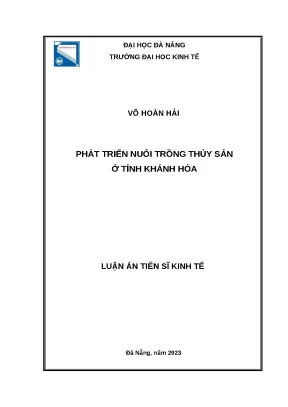 Luận án tiến sĩ phát triển nuôi trồng thủy sản ở tỉnh khánh hòa