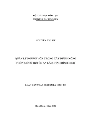 0431 quản lý nguồn vốn trong xây dựng nông thôn mới ở huyện an lão tỉnh bình định luận văn tốt nghiệp