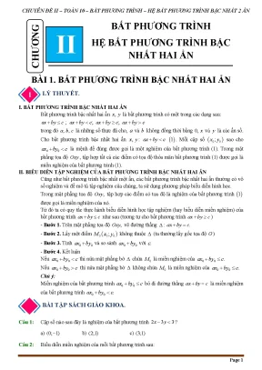 Chuyên đề bất phương trình và hệ bất phương trình bậc nhất hai ẩn toán 10 cánh diều