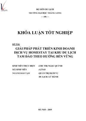 Giải pháp phát triển kinh doanh dịch vụ homestay tại khu du lịch tam đảo theo hướng bền vững