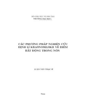 Các phương pháp nghiên cứu ịnh lí krasnoselskii về điểm bất động trong nón