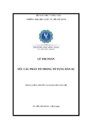Khóa luận tốt nghiệp yêu cầu phản tố của bị đơn trong tố tụng dân sự