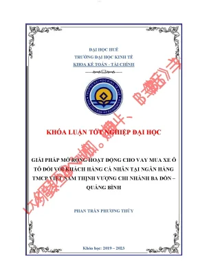 Giải pháp mở rộng hoạt động cho vay mua xe ô tô đối với khách hàng cá nhân tại ngân hàng tmcp việt nam thịnh vượng chi nhánh ba đồn quảng bình