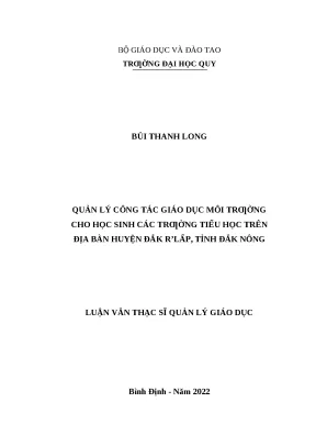 0520 quản lý công tác giáo dục môi trường cho học sinh các trường tiểu học trên địa bàn huyện đắk rlấp tỉnh đắk nông luận văn tốt nghiệp
