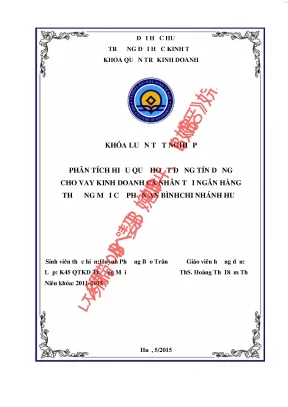 Phân tích hiệu quả hoạt động tín dụng cho vay kinh doanh cá nhân tại ngân hàng thương mại cổ phần an bìnhchi nhánh huế