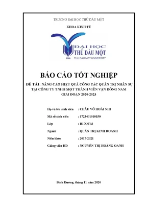 Khóa luận tốt nghiệp nâng cao hiệu quả công tác quản trị nhân sự tại công ty tnhh mtv vận đông nam