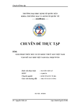 Giải pháp thúc đẩy xuất khẩu thuỷ sản việt nam vào mỹ sau khi việt nam gia nhập wto