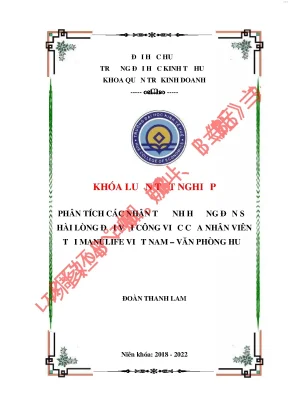 Phân tích các nhân tố ảnh hưởng đến sự hài lòng đối với công việc của nhân viên tại manulife việt nam văn phòng huế