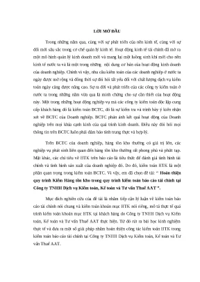 Luận văn thạc sĩ hoàn thiện quy trình kiểm hàng tồn kho trong quy trình kiểm toán báo cáo tài chính tại công ty trách nhiệm hữu hạng dịch vụ kiểm toán kế toán và tư vấn thuế aat