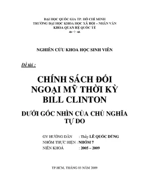 Chính sách đối ngoại mỹ thời kỳ bill clinton dưới góc nhìn của chủ nghĩa tự do nghiên cứu khoa học sinh viên