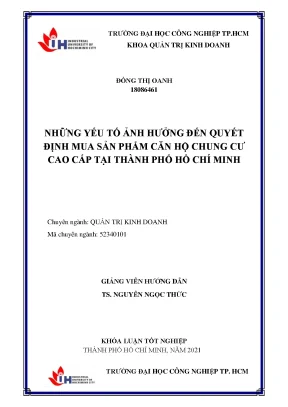 Những yếu tố ảnh hưởng đến quyết định mua sản phẩm căn hộ chung cư cao cấp tại thành phố hồ chí minh