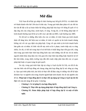 Luận văn tốt nghiệp pháp luật về hợp đồng đại lý và thực tiễn áp dụng tại công ty gạch ốp lát hà nội