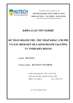 Khóa luận tốt nghiệp kế toán doanh thu thu nhập khác chi phí và xác định kết quả kinh doanh tại công ty tnhh khả hoàng
