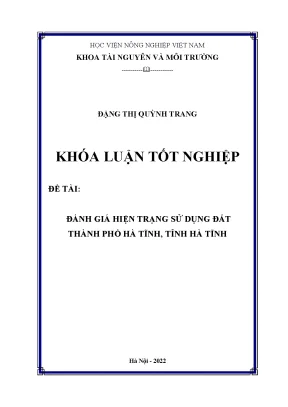 Đánh giá hiện trạng sử dụng đất thành phố hà tĩnh tỉnh hà tĩnh