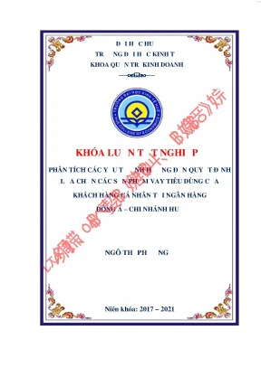 Phân tích các yếu tố ảnh hưởng đến quyết định lựa chọn các sản phẩm vay tiêu dùng của khách hàng cá nhân tại ngân hàng đông á chi nhánh huế