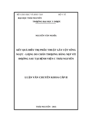 Luận văn kết quả điều trị phẫu thuật gãy cột sống ngực lưng do chấn thương bằng nẹp vít đường sau tại bệnh viện c thái nguyên