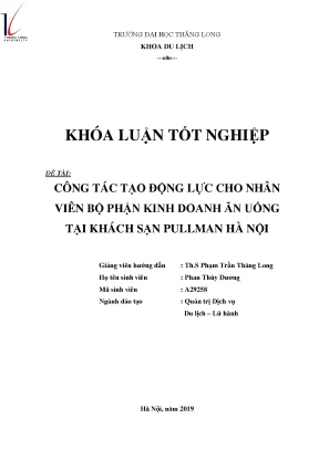 Công tác tạo động lực cho nhân viên bộ phận kinh doanh ăn uống tại khách sạn pullman hà nội