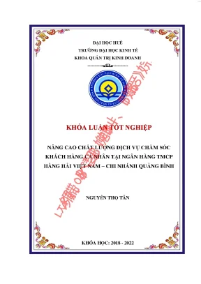 Nâng cao chất lượng dịch vụ chăm sóc khách hàng cá nhân tại ngân hàng tmcp hàng hải việt nam chi nhánh quảng bình