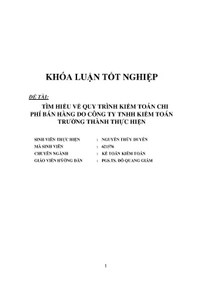 Tìm hiểu về quy trình kiểm toán chi phí bán hàng do công ty tnhh kiểm toán trường thành thực hiện