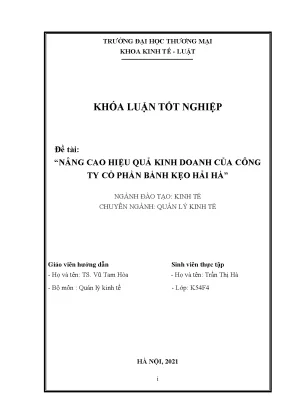 Nâng cao hiệu quả kinh doanh của công ty cổ phần bánh kẹo hải hà