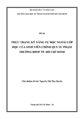 Đề tài thực trạng kỹ năng tự học ngoài lớp học của sinh viên chính quy sư phạm trường đhsp tp hồ chí minh