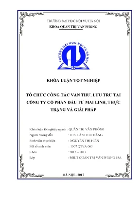 Tổ chức công tác văn thư lưu trữ tại công ty cổ phần đầu tư mai linh thực trạng và giải pháp