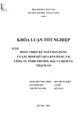 Hoàn thiện kế toán bán hàng và xác định kết quả bán hàng tại công ty tnhh thương mại và dịch vụ thạch an