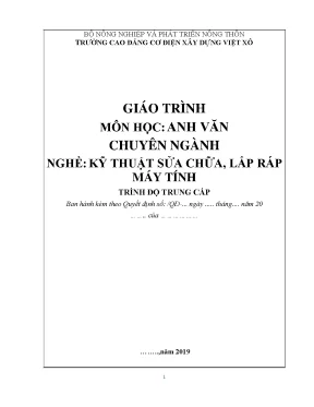 Giáo trình anh văn chuyên ngành nghề kỹ thuật sửa chữa lắp ráp máy tính trung cấp