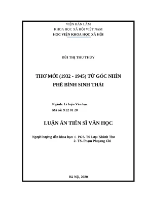Luận án thơ mới 1932 1945 từ góc nhìn phê bình sinh thái