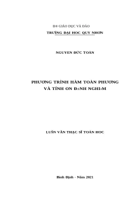 0593 phương trình hàm toàn phương và tính ổn định nghiệm luận văn tốt nghiệp
