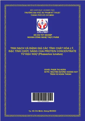 Tinh sạch và đánh giá các tính chất hóa lý đặc tính chức năng của protein concentrate từ đậu ngự phaseolus lunatus