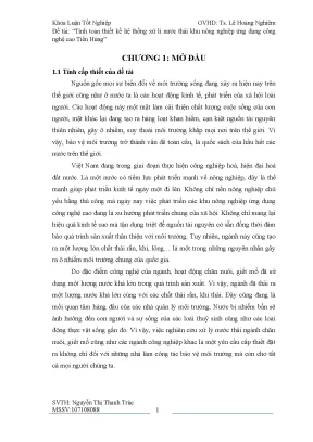 Khóa luận tốt nghiệp môi trường tính toán thiết kế hệ thống xử lí nước thải khu nông nghiệp ứng dụng công nghệ cao tiến hùng