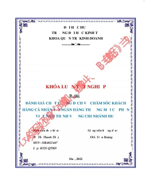 Đánh giá chất lượng dịch vụ chăm sóc khách hàng cá nhân tại ngân hàng tmcp việt nam thịnh vượng chi nhánh huế