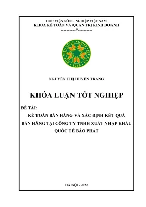 Kế toán bán hàng và xác định kết quả bán hàng tại công ty trách nhiệm hữu hạn xuất nhập khẩu quốc tế bảo phát