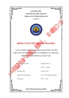 Tăng cường hoạt động bán hàng trực tuyến trên sàn thương mại điện tử shopee của thương hiệu bergami official vietnam