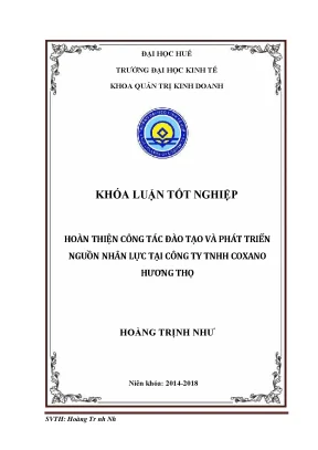 Hoàn thiện công tác đào tạo và phát triển nguồn nhân lực tại công ty tnhh coxano hương thọ