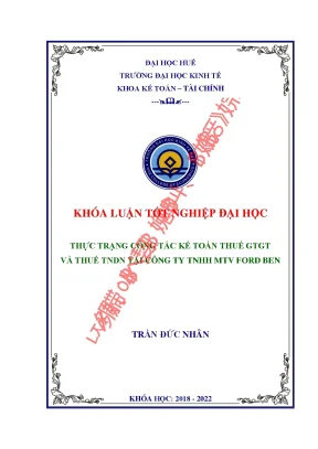 Kế toán thuế giá trị gia tăng và thuế thu nhập doanh nghiệp tại công ty tnhh mtv ford ben