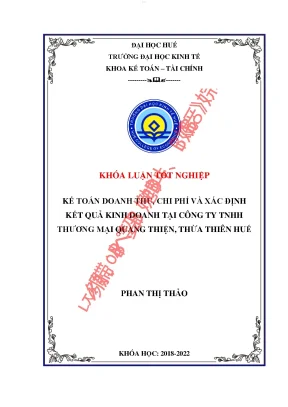 Kế toán doanh thu chi phí và xác định kết quả kinh doanh tại công ty tnhh thương mại quang thiện thừa thiên huế