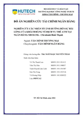 Nghiên cứu các nhân tố ảnh hưởng đến sự hài lòng của khách hàng về dịch vụ thẻ atm tại ngân hàng mb bank chi nhánh bình thạnh
